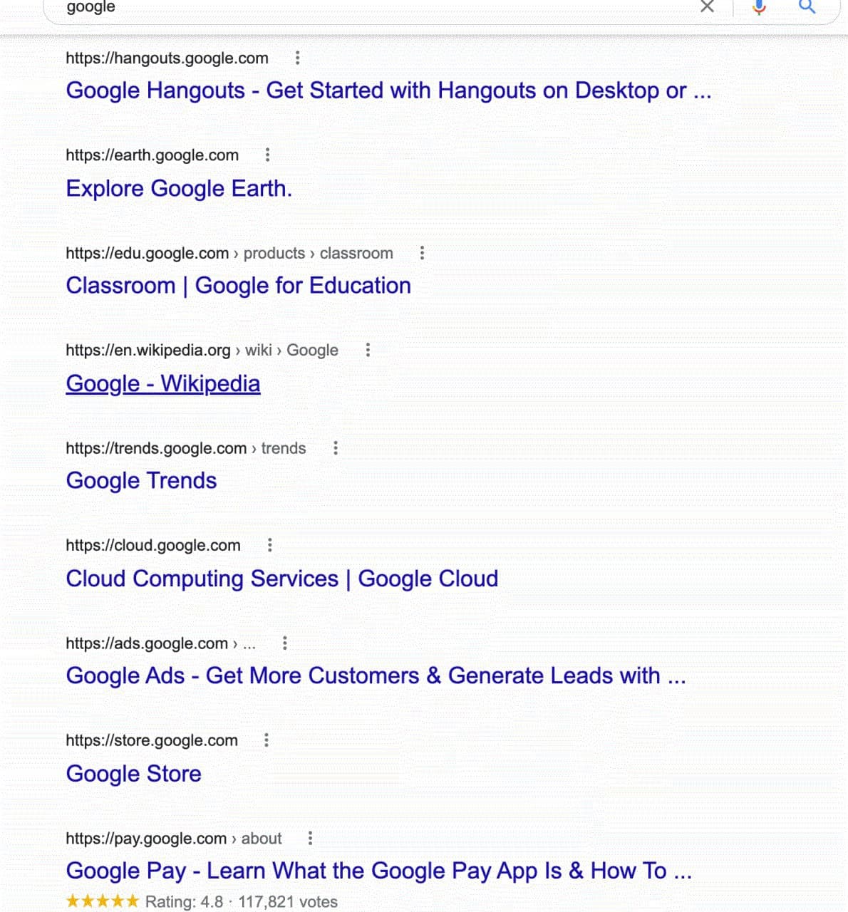 Google снова тестирует выдачу без описаний