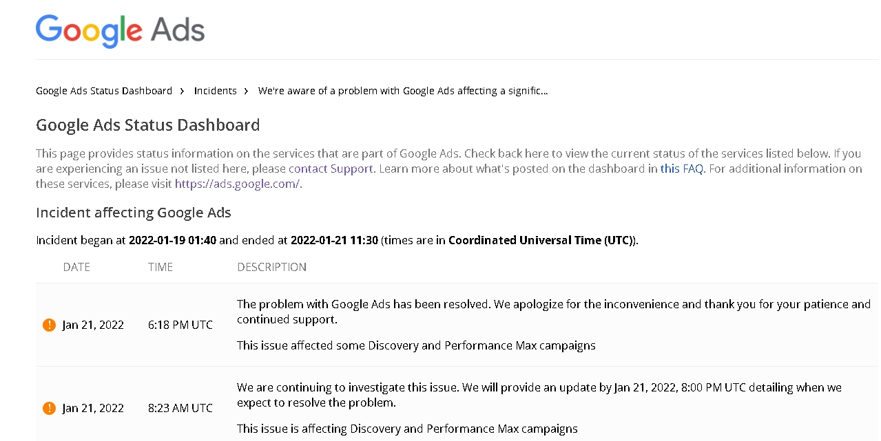 Сбой в работе кампаний Discover и Performance Max устранен