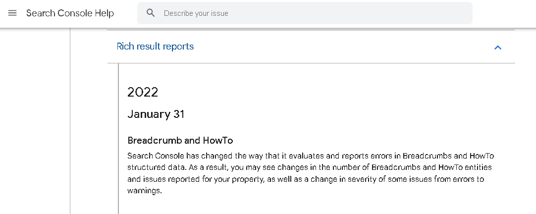 Обновлены отчеты для Breadcrumbs и HowTo в Search Console