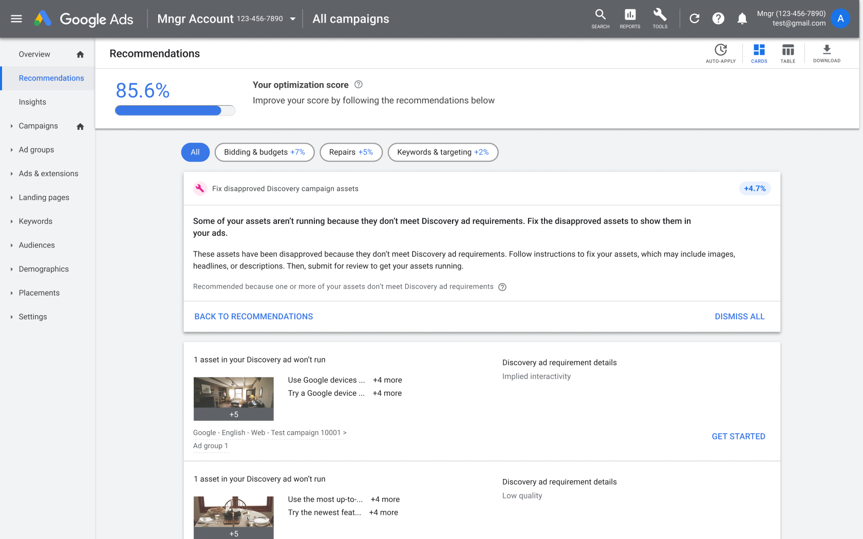 Google Ads выкатил обновления для раздела «Рекомендации»