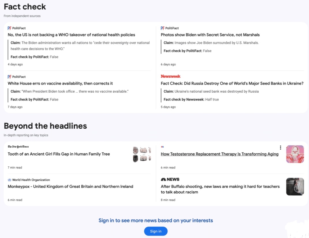 Google News is testing a new design