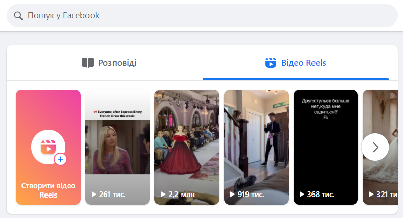 Реклама рілс в Фейсбук