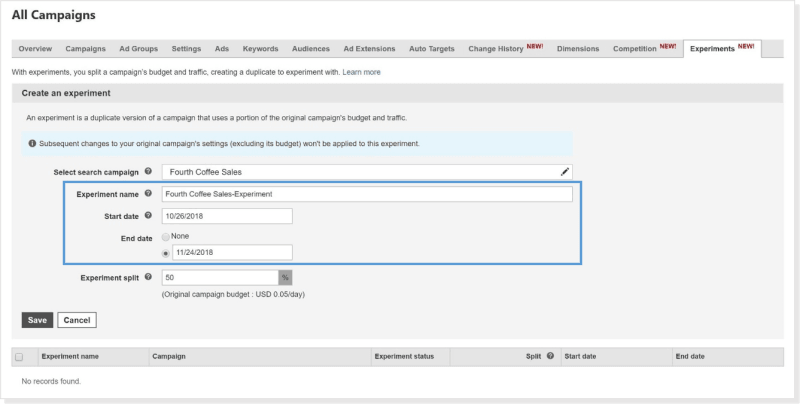 Campaign Experiments Microsoft Ads