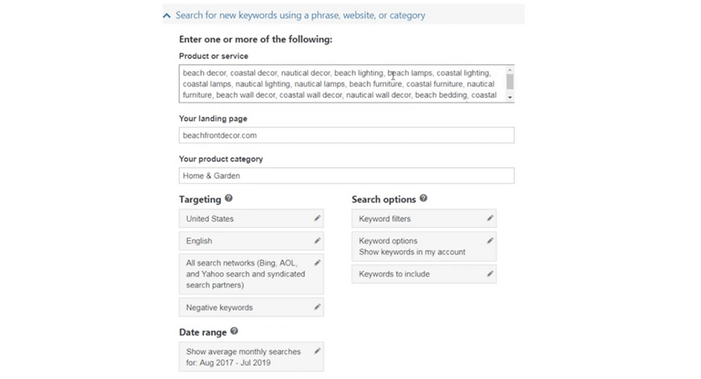 Keyword Planner Microsoft Ads