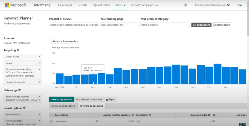 Keyword Planner Microsoft Ads