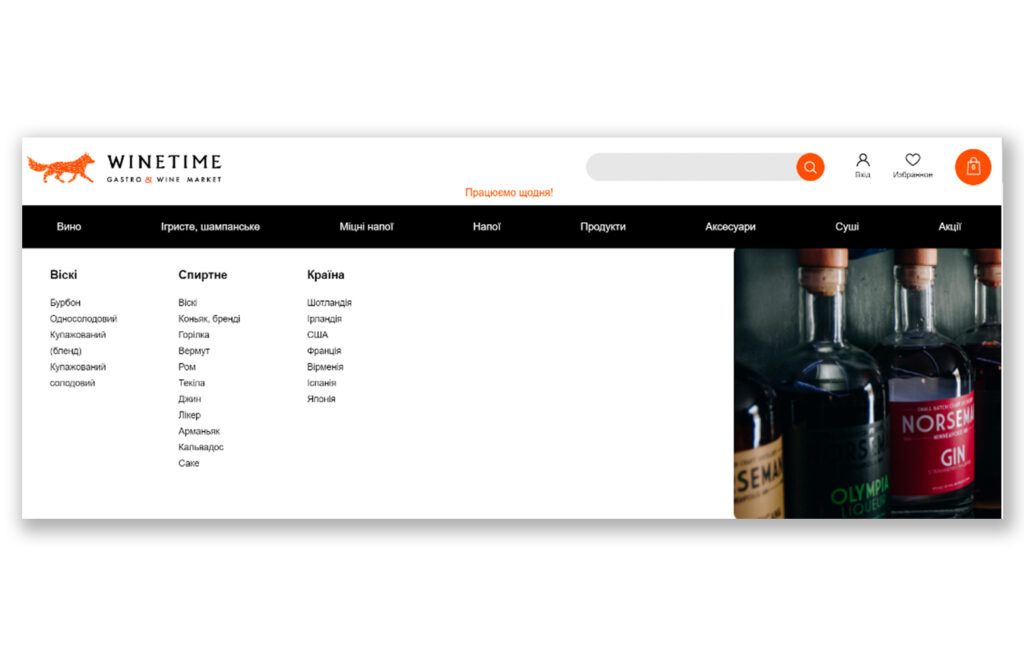 категорії та підкатегорії Winetime
