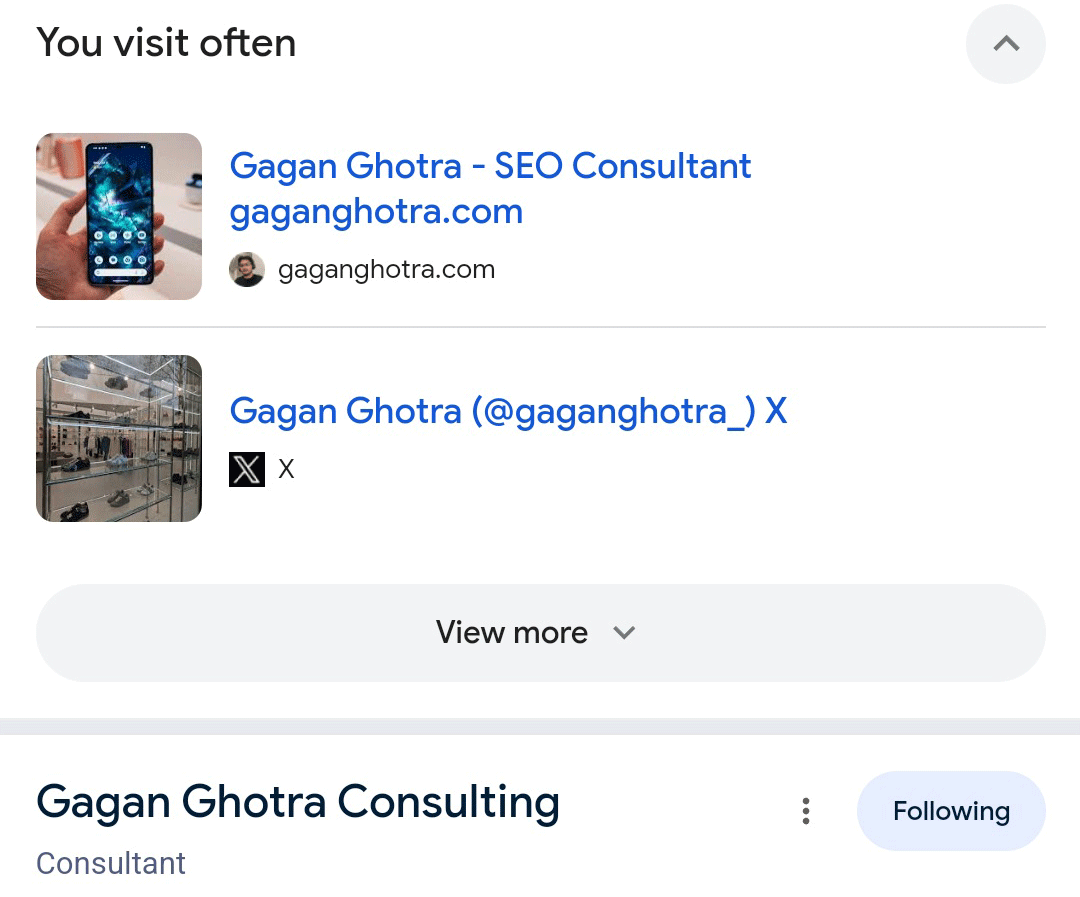 Google Search You Visit Often Tests Accordion Design