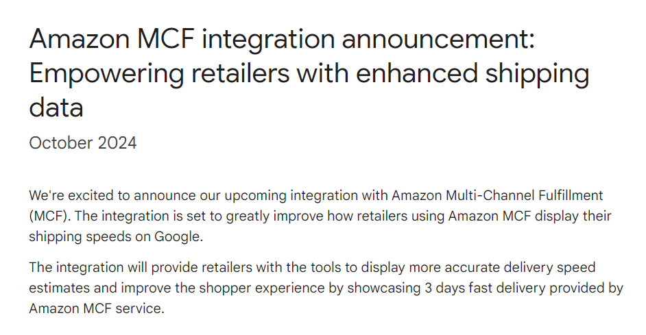 Amazon MCF integration