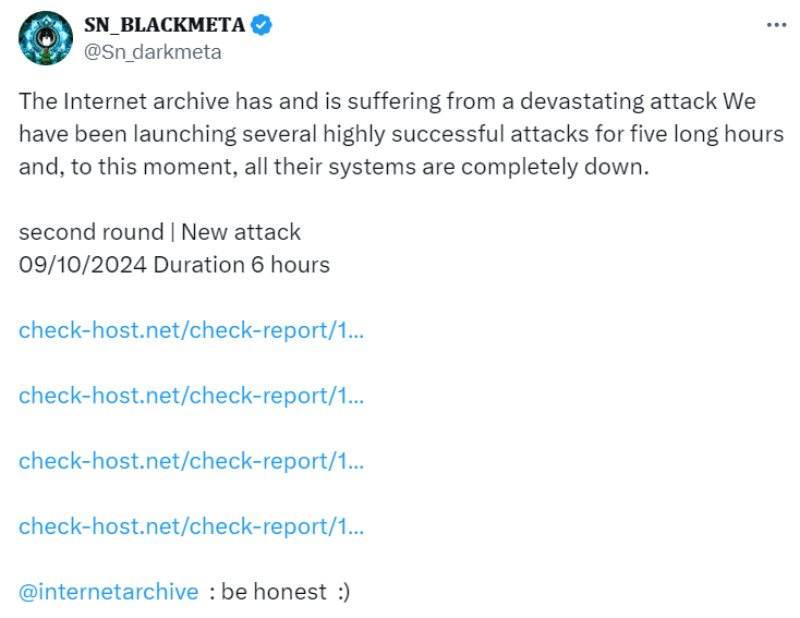 The Internet archive has and is suffering from a devastating attack