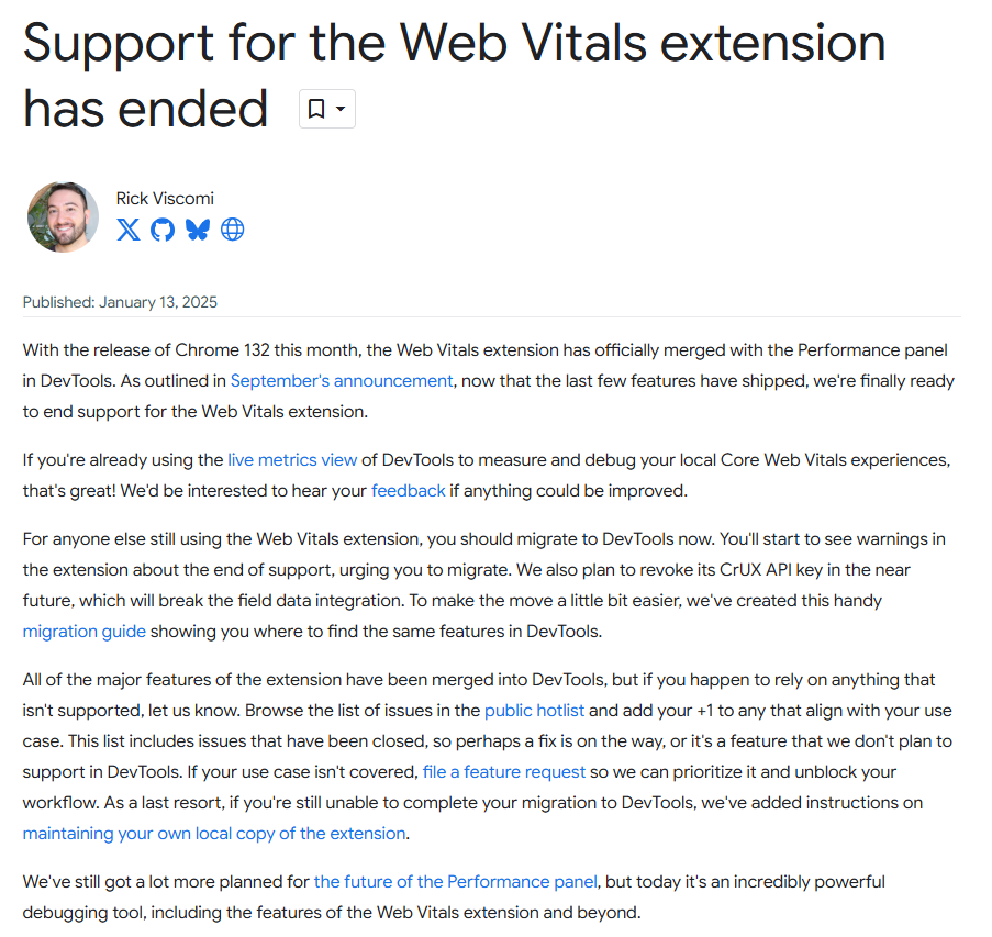 Google Web Vitals DevTools